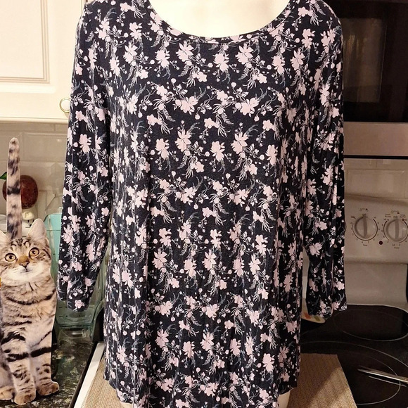J womens JM Collection casual floral 3/4 sleeve stretch plus size top 1X - Picture 1 of 5